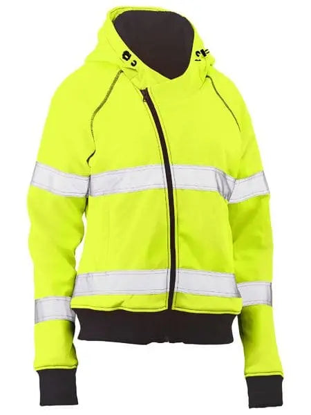 Bisley Women's Taped Hi Vis Fleece Zip Front Hoodie With Sherpa Lining BKL6819T - Allsorts Workwear