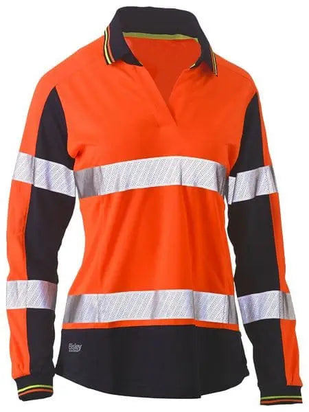 Women's Taped Two Tone Hi Vis V-neck Polo Shirt BKL6225T - Allsorts Workwear