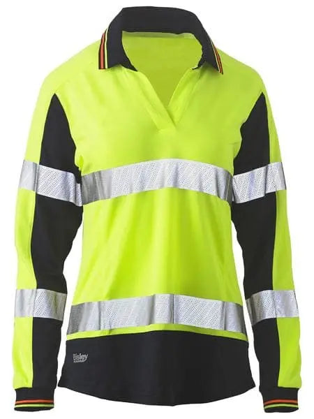 Women's Taped Two Tone Hi Vis V-neck Polo Shirt BKL6225T - Allsorts Workwear