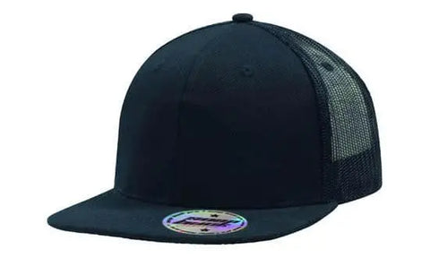 Headwear Mesh Back Cap W/flat Peak X12 - 3816 Cap Headwear Professionals Black One Size
