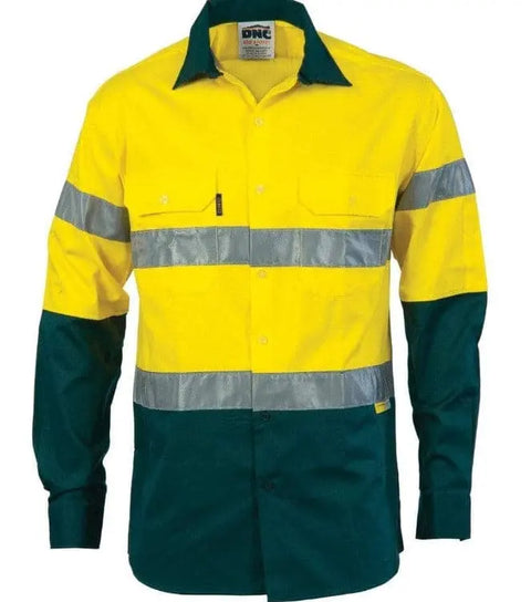 Dnc Workwear Hi-vis Cool-breeze Long Sleeve Cotton Shirt With Generic Reflective Tape - 3966 - Allsorts Workwear