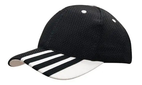 Headwear Sandwich Mesh W/peak Stripes Cap X12 - 4109 - Allsorts Workwear