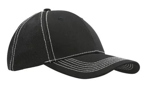 Headwear Chino Twill W/hi-tech Mesh Cap  X12 - 4123 - Allsorts Workwear