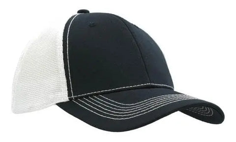 Headwear Chino Twill W/hi-tech Mesh Cap  X12 - 4123 - Allsorts Workwear