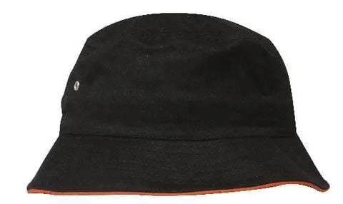 Headwear Bucket Hat With Sandwich Trim Brushed Heavy Sports Twill *no Sandwich* X12 - Allsorts Workwear