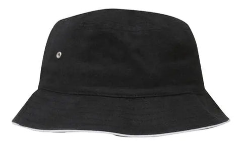 Headwear Bucket Hat With Sandwich Trim Brushed Heavy Sports Twill *no Sandwich* X12 - Allsorts Workwear
