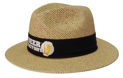 Headwear Paper Straw Hat With Material Under The Brim X12 - S4285 - Allsorts Workwear