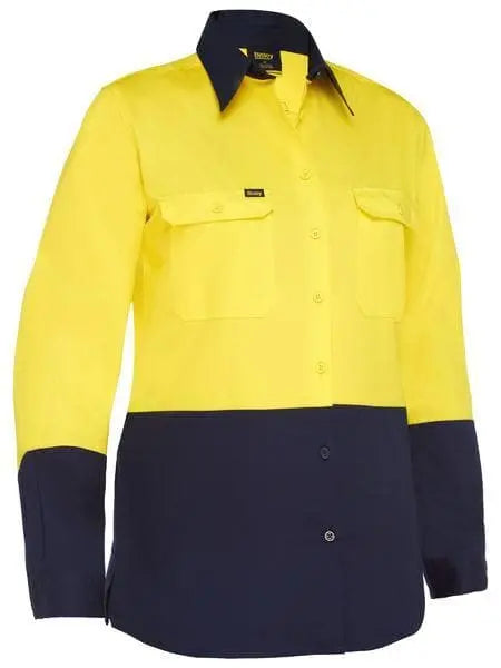 Bisley Women's Lightweight Hi Vis Cotton Drill Shirt BL6895 - Allsorts Workwear