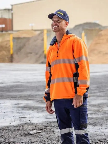 Bisley Taped Hi Vis Liquid Repellent Fleece Hoodie BJ6517T - Allsorts Workwear