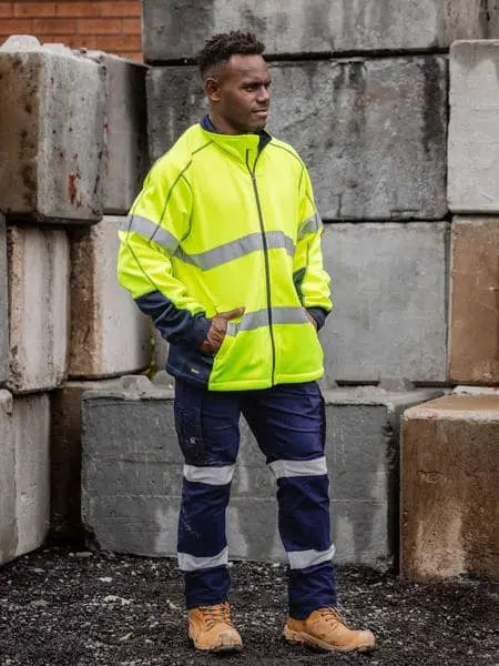 Bisley Men's Taped Hi Vis Zip Front Fleece BK6611T - Allsorts Workwear
