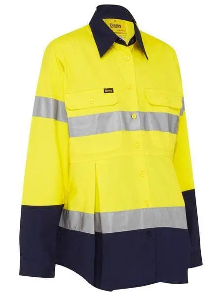 Women's Taped Hi Vis Maternity Drill Shirt BLM6456T - Allsorts Workwear