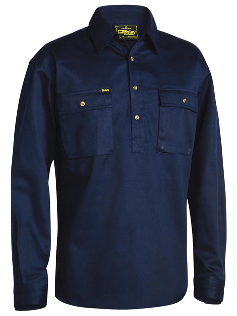 Bisley Workwear Closed Front Cotton Drill Long Sleeve Shirt BSC6433 - Allsorts Workwear