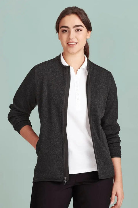 Biz Care Nova Womens Knit Jacket CO342LJ  Flash Uniforms Black Marle XS