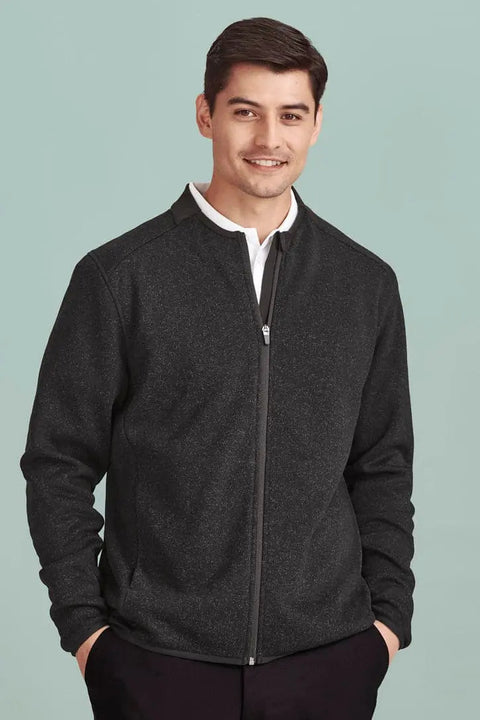 Biz Care Nova Men's Knit Jacket CO342MJ  Flash Uniforms Black Marle XS