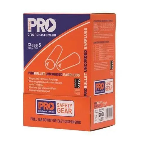 Pro Choice Pro-bullet Pu Earplugs Uncorded - BOX OF 200 PPE Pro Choice