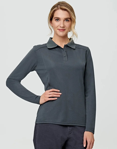 Ladies Bamboo Charcoal Eco Fabric Long Sleeve Polo PS90 Casual Wear Winning Spirit