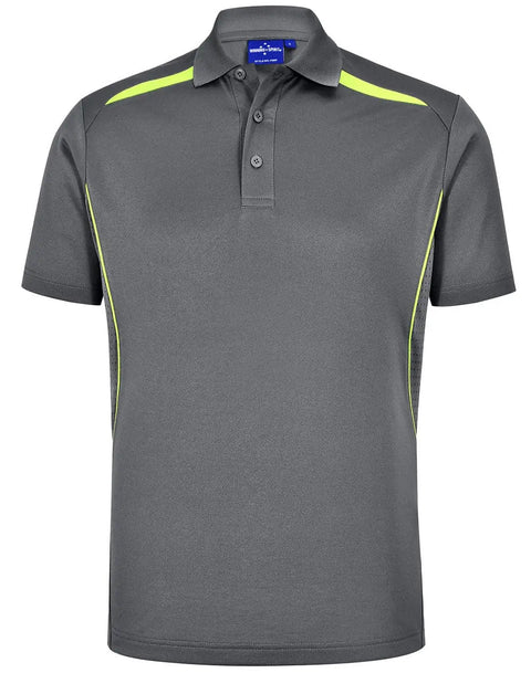 Winning Spirit Men's Sustainable Poly-Cotton Contrast Polo PS93 Casual Wear Winning Spirit Ash/Lime XS