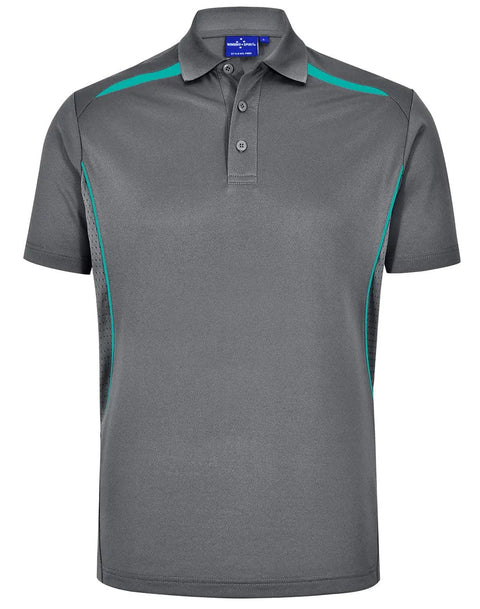 Winning Spirit Men's Sustainable Poly-Cotton Contrast Polo PS93 Casual Wear Winning Spirit Ash/Teal XS