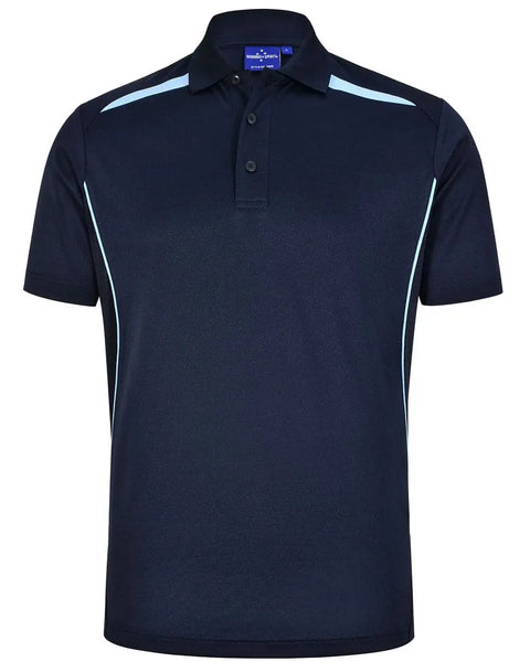 Winning Spirit Men's Sustainable Poly-Cotton Contrast Polo Shirt PS93 Casual Wear Winning Spirit Navy/Sky XS