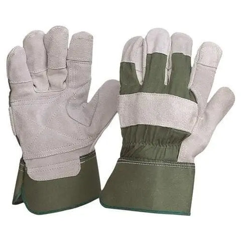 Pro Choice Green Cotton Back/extra Reinforced Cowsplit Leather Palm & Fingers - Heavy Duty X12 - R99KG PPE Pro Choice