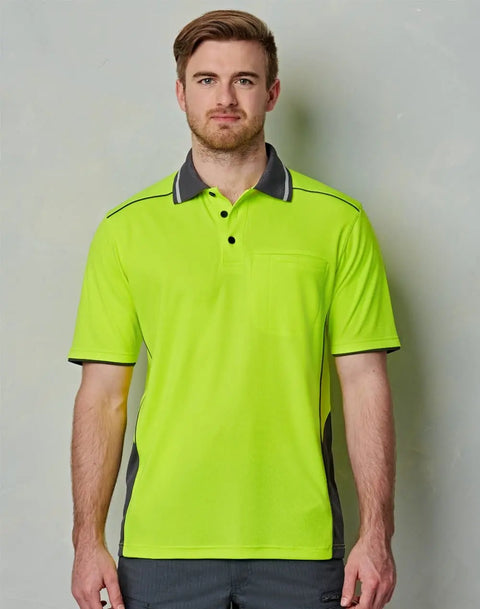 Unisex Hi-Vis Bamboo Charcoal Vented SS Polo SW79 Casual Wear Winning Spirit