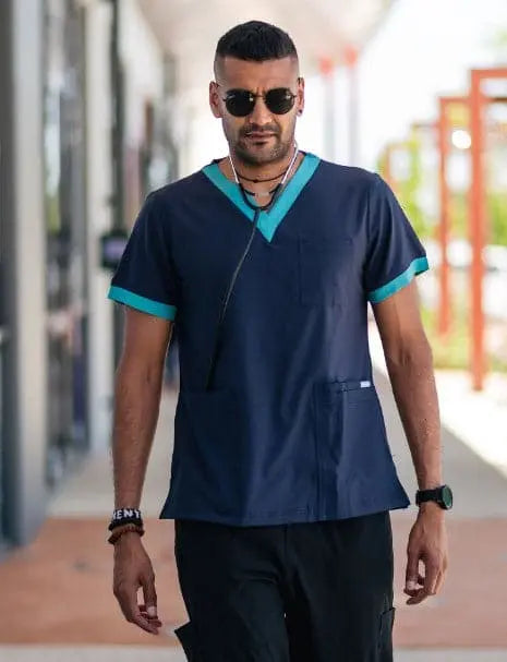 Softies Stanmore Unisex Contrast Trim Scrub Top STANT01 - Allsorts Workwear