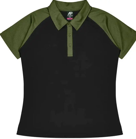 Aussie Pacific Manly Lady Polos 2318 Aussie Pacific BLACK/ARMY GREEN 6