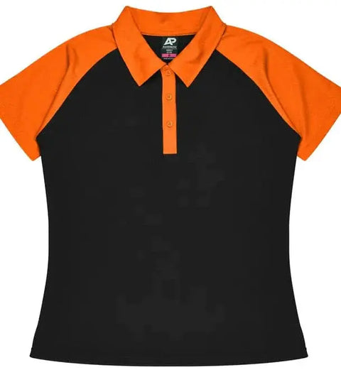 Aussie Pacific Manly Lady Polos 2318 Aussie Pacific BLACK/ELECTRIC ORANGE 6