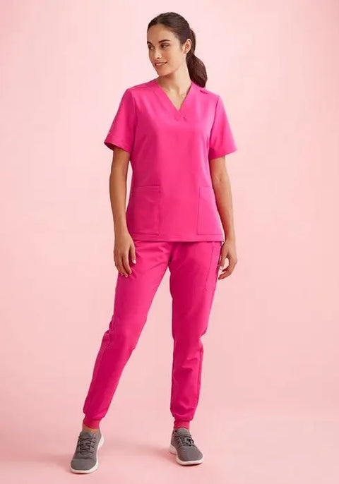 Biz Care Women's Pink Jogger Scrub Pant CSP241LL - Allsorts Workwear