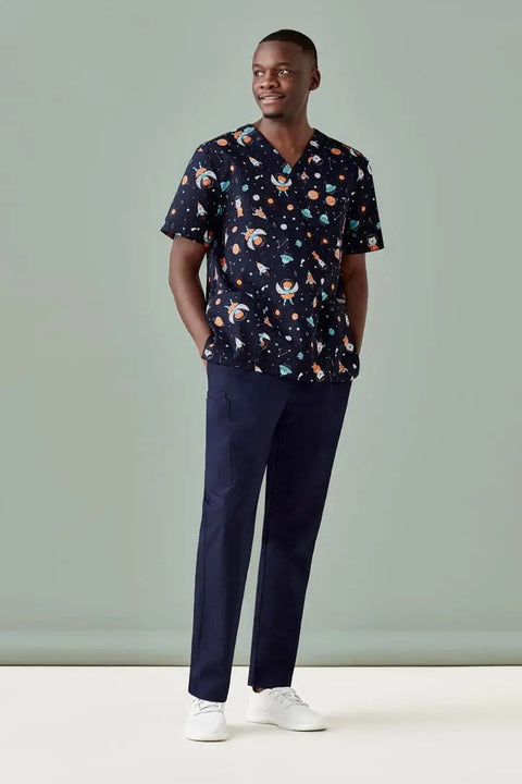 Mens Printed Space Party Scrub Top CST148MS - Simply Scrubs Australia