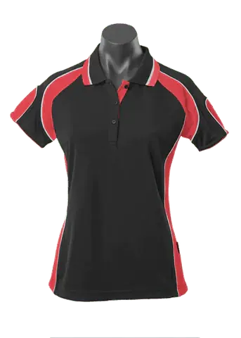 Aussie Pacific Ladies Murray Polo Shirt 2300 Casual Wear Aussie Pacific Black/Red/White 8