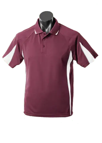 Aussie Pacific Men's Eureka Polo Shirt 1304 Casual Wear Aussie Pacific Maroon/White/Ashe S