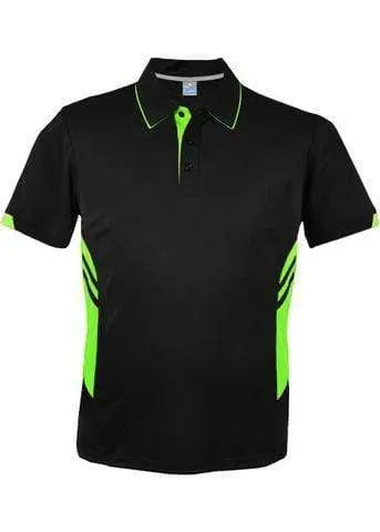 Aussie Pacific Tasman Men's Polo Shirt 1311 Casual Wear Aussie Pacific Black/Neon Green S