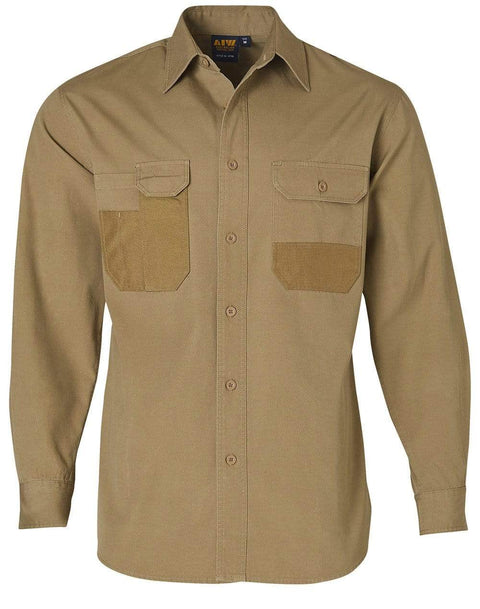 Durable Long Sleeve Work Shirt WT06 Work Wear Australian Industrial Wear S Khaki