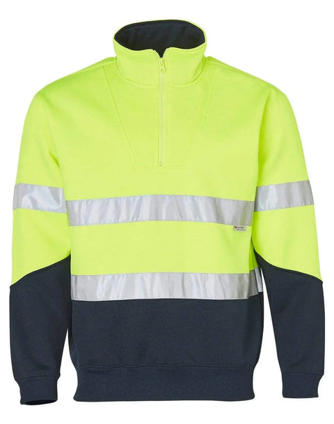 Hi-vis Long Sleeve Fleece Sweat SW14 Work Wear Australian Industrial Wear S Fluoro Yellow/Navy