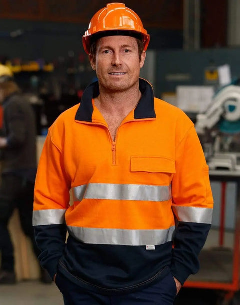 Hi-vis Two Tone Cotton Fleece Sweat SW48 Work Wear Australian Industrial Wear