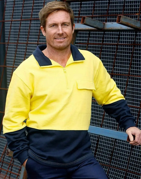 Hi-vis Two Tone Cotton Fleecy Sweat SW47 Work Wear Australian Industrial Wear