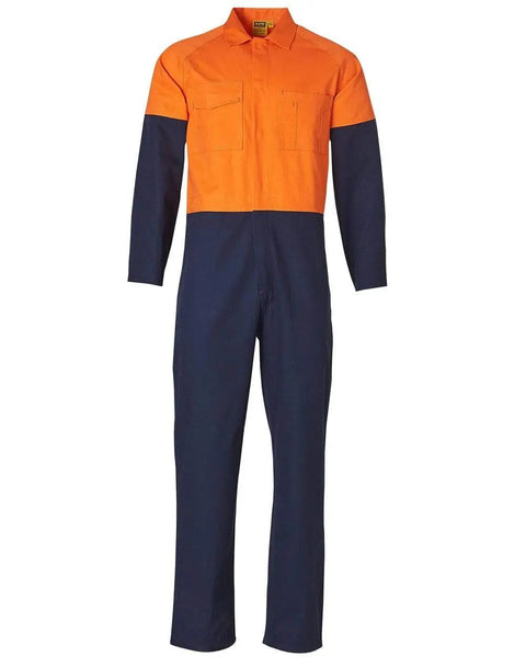 Men's Two Tone Coverall Stout Size SW205 Work Wear Australian Industrial Wear 87S Orange/Navy