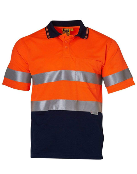 Short Sleeve Safety Polo SW17A Work Wear Australian Industrial Wear S Fluoro Orange/Navy