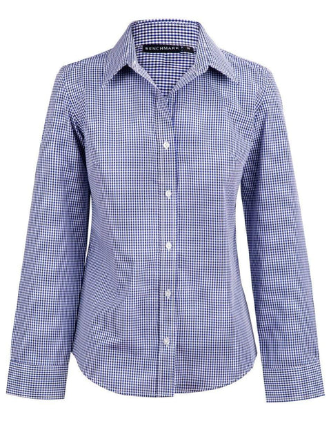 BENCHMARK Ladies’ Two Tone Gingham Long Sleeve Shirt M8320L Corporate Wear Benchmark Black/White/Navy 6