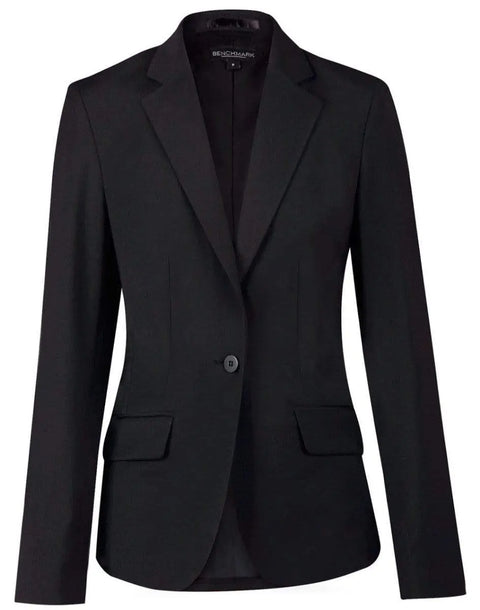 BENCHMARK Ladies’ Wool Blend Stretch One Button Cropped Jacket M9201 Corporate Wear Benchmark Charcoal 6