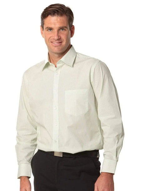 BENCHMARK Men's Balance Stripe Long Sleeve Shirt M7232 Corporate Wear Benchmark Mint/White 38