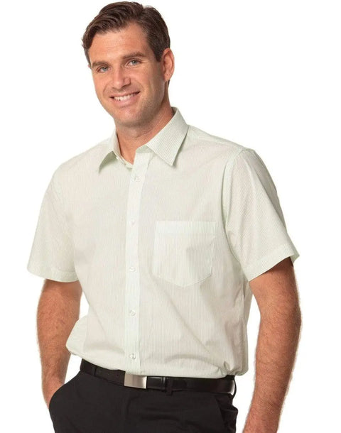 BENCHMARK Men's Balance Stripe Short Sleeve Shirt M7231 Corporate Wear Benchmark Mint/White 40
