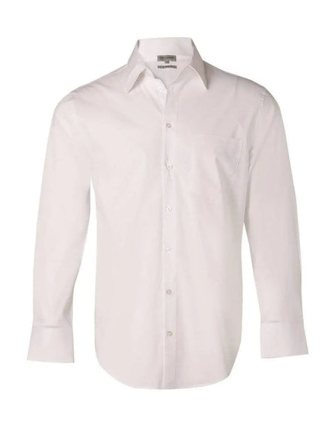 BENCHMARK Men's Cotton/Poly Stretch Long Sheeve Shirt M7020L Corporate Wear Benchmark White 42