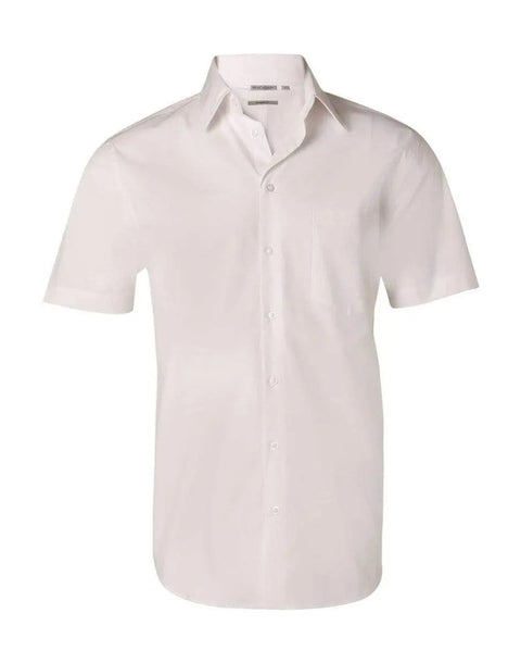 BENCHMARK Men's Cotton/Poly Stretch Short Sleeve Shirt M7020S Corporate Wear Benchmark White 40