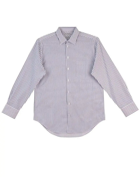 BENCHMARK Men's Executive Sateen Stripe Long Sleeve Shirt M7310L Corporate Wear Benchmark White/Grey 38