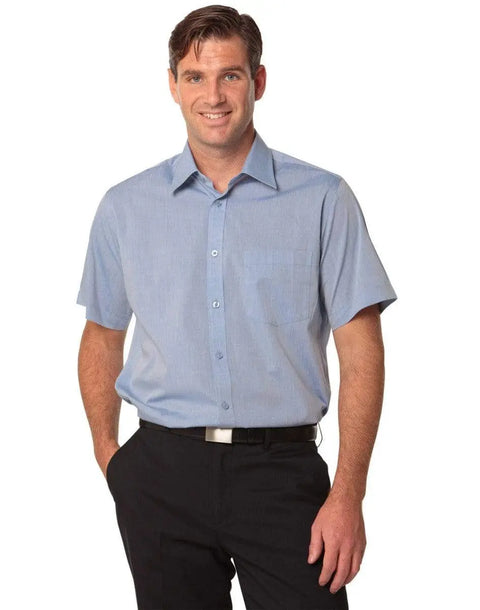 BENCHMARK Men's Fine Chambray Short Sleeve Shirt M7011 Corporate Wear Benchmark