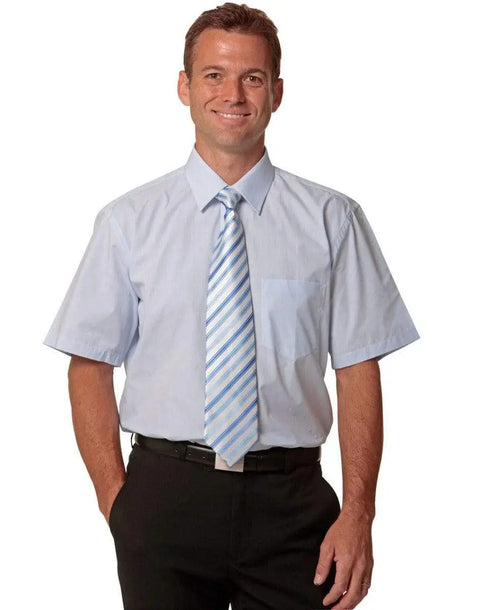 BENCHMARK Men's Fine Stripe Short Sleeve Shirt M7211 Corporate Wear Benchmark