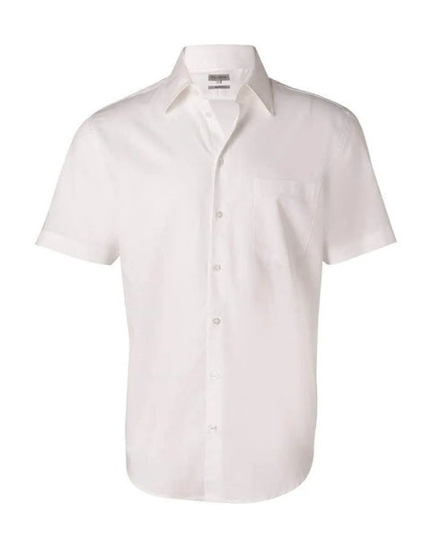 BENCHMARK Men's Fine Twill Short Sleeve Shirt M7030S Corporate Wear Benchmark White 40