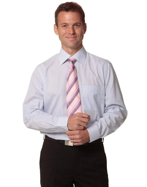 BENCHMARK Men's Mini Check Long Sleeve Shirt M7360L Corporate Wear Benchmark